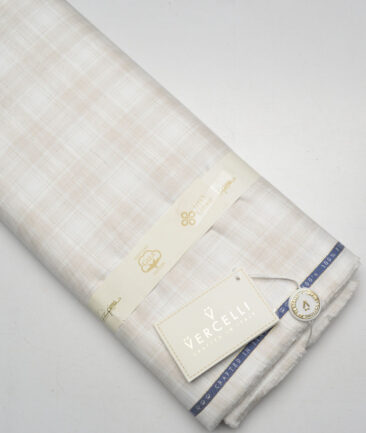 Vercelli Italy 2 Ply 100's Supima Cotton Checks Shirting Fabric (White)