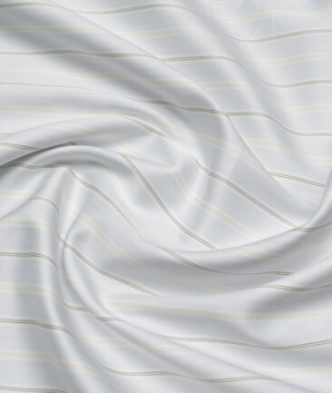 Vercelli Italy 2 Ply 140's Supima Cotton Striped Shirting Fabric (White)
