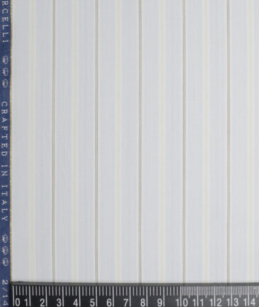 Vercelli Italy 2 Ply 140's Supima Cotton Striped Shirting Fabric (White)