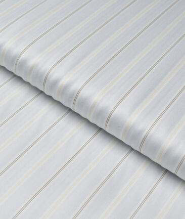 Vercelli Italy 2 Ply 140's Supima Cotton Striped Shirting Fabric (White)