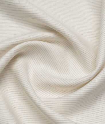 Vercelli Italy 80 LEA French Linen Striped Shirting Fabric (Off-White)