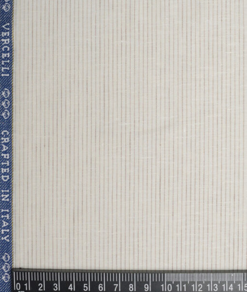 Vercelli Italy 80 LEA French Linen Striped Shirting Fabric (Off-White)