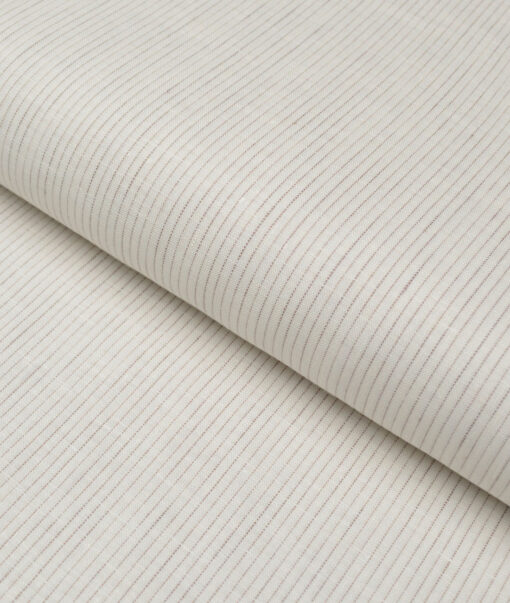Vercelli Italy 80 LEA French Linen Striped Shirting Fabric (Off-White)